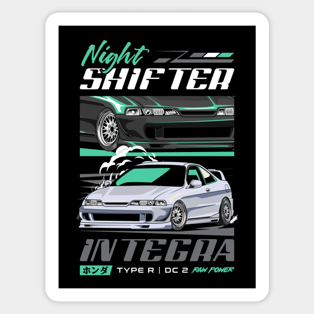 Integra Type R DC2 Retro Car Sticker by milatees